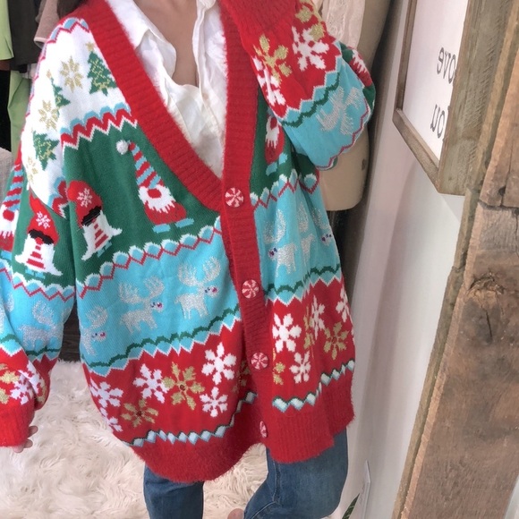 Holiday Time Christmas sweater cardigan size 3X new with tags - Picture 2 of 9